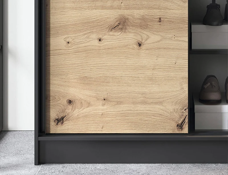 Armoire Dressing Coulissante 120 & 180 cm avec Miroir – Décor Chêne Artisan & Structure Noir Mat - VARELLA