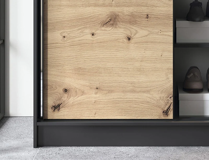 Armoire Dressing Coulissante 120 & 180 cm avec Miroir – Décor Chêne Artisan & Structure Noir Mat - VARELLA