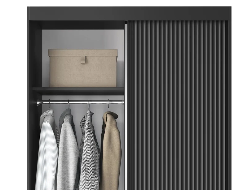 Armoire Dressing Coulissante 120 & 180 cm – Noir ou Blanc – Miroir Optionnel - RAVENTO
