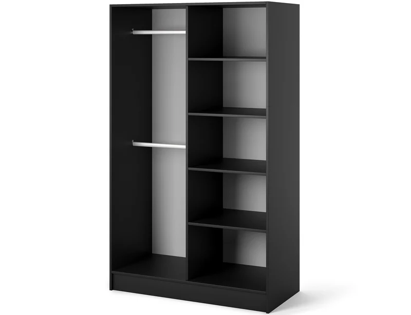 Armoire Dressing 2 Portes 120 cm – Design Moderne + Grand Rangement – Miroir Optionnel - NORVIA