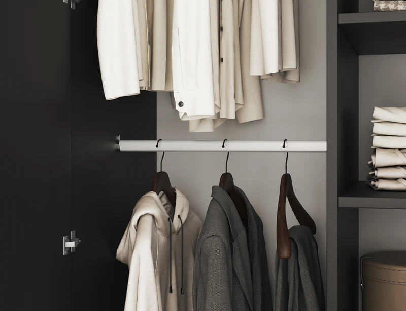 Armoire Dressing 2 Portes 120 cm – Design Moderne + Grand Rangement – Miroir Optionnel - NORVIA