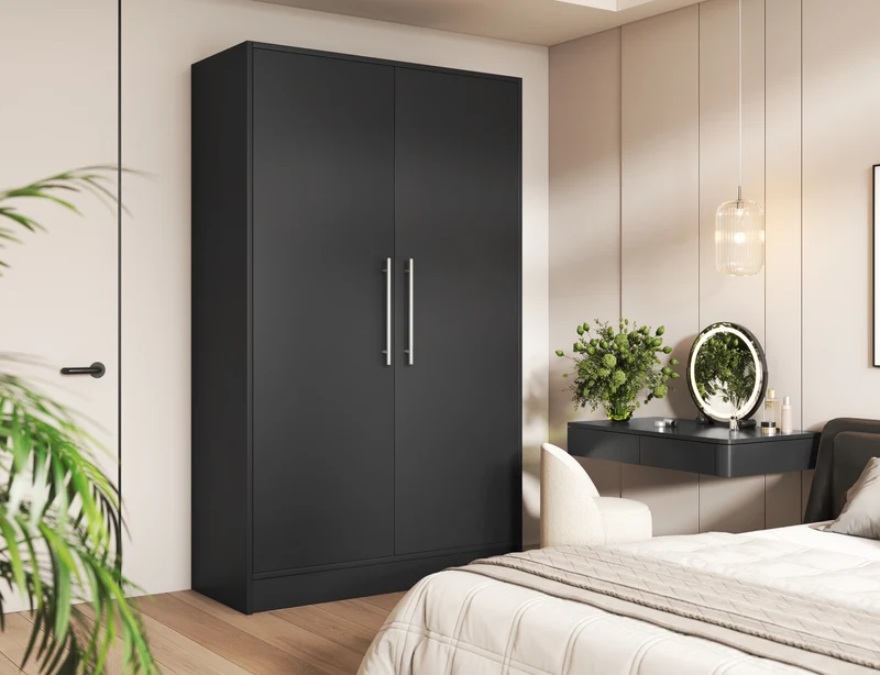 Armoire Dressing 2 Portes 120 cm – Design Moderne + Grand Rangement – Miroir Optionnel - NORVIA