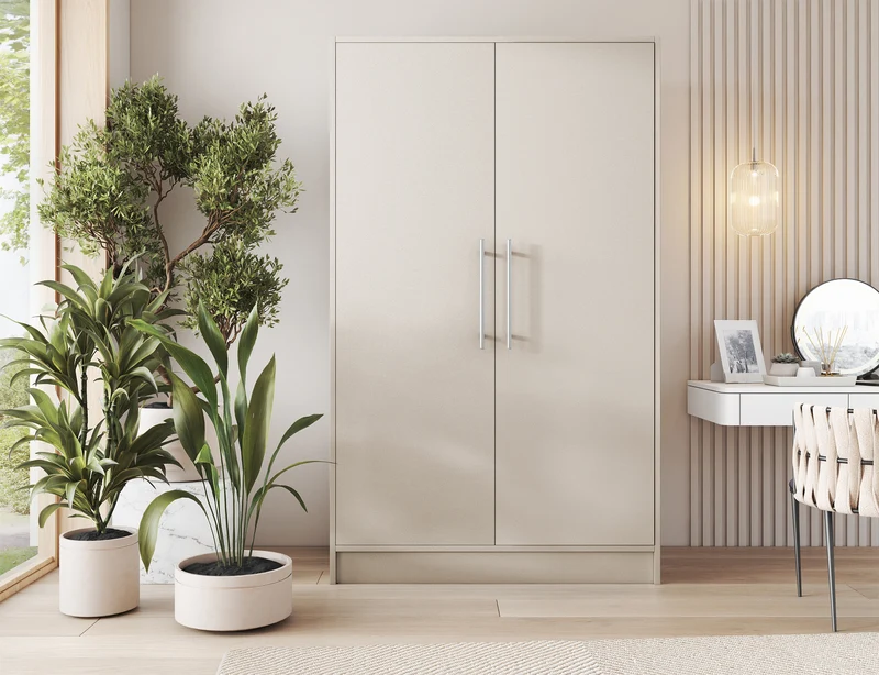 Armoire Dressing 2 Portes 120 cm – Design Moderne + Grand Rangement – Miroir Optionnel - NORVIA