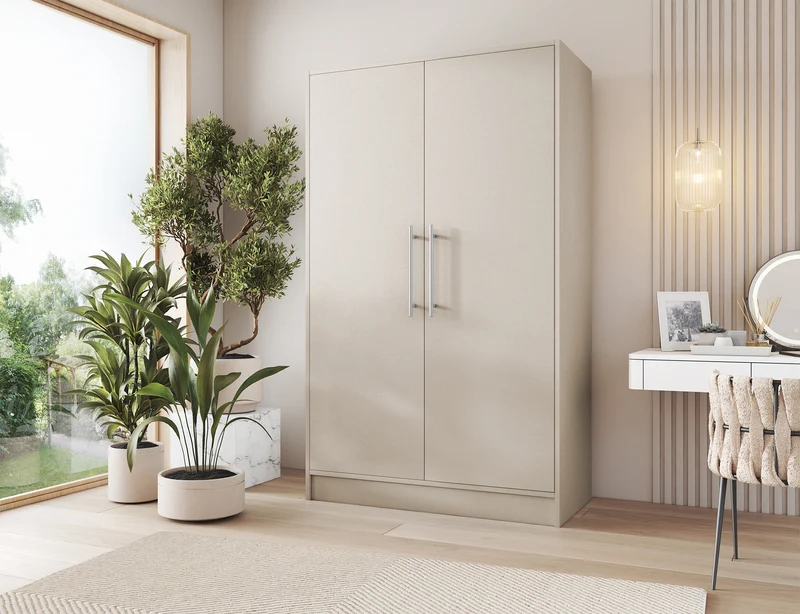 Armoire Dressing 2 Portes 120 cm – Design Moderne + Grand Rangement – Miroir Optionnel - NORVIA