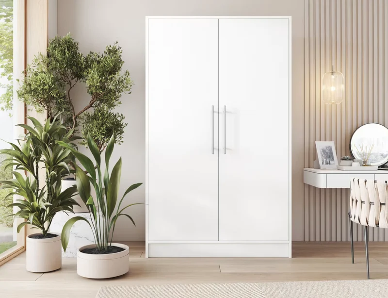 Armoire Dressing 2 Portes 120 cm – Design Moderne + Grand Rangement – Miroir Optionnel - NORVIA