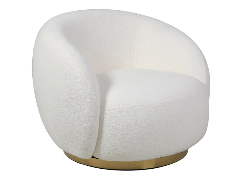 Fauteuil rotatif cocooning en bouclette blanche – Luma