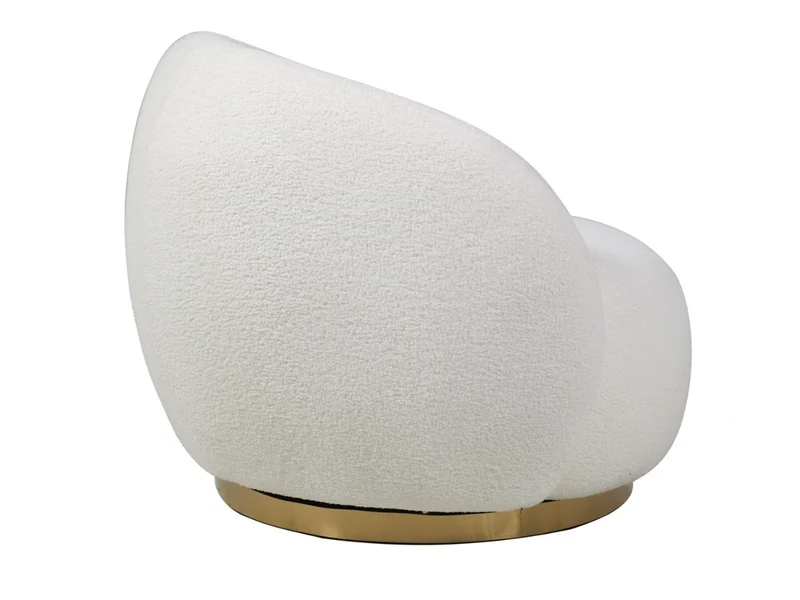 Fauteuil rotatif cocooning en bouclette blanche – Luma