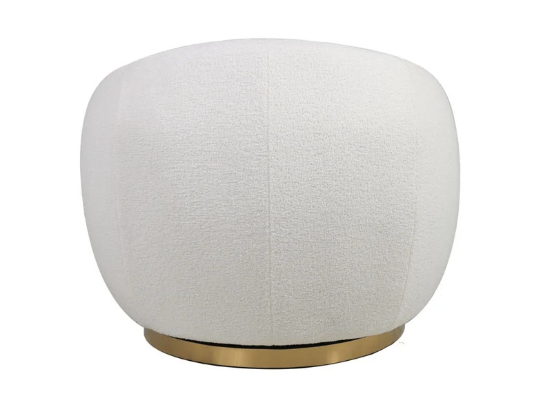 Fauteuil rotatif cocooning en bouclette blanche – Luma