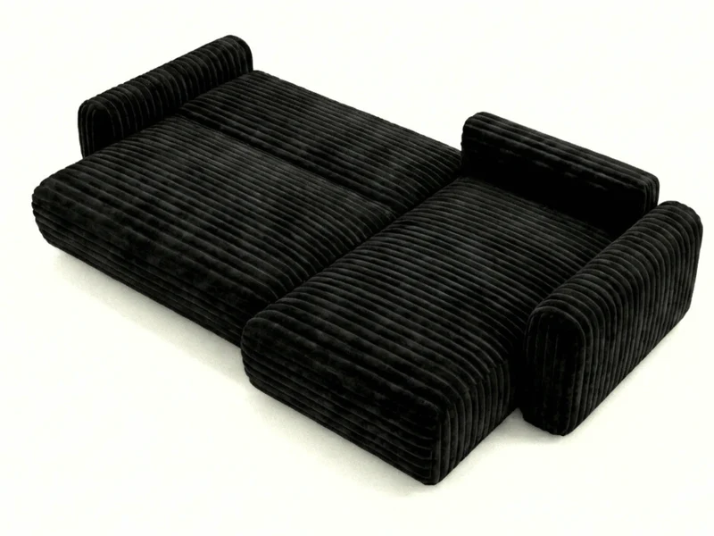Canapé d’angle convertible Marbeuf avec coffre – Velours côtelé ou bouclette