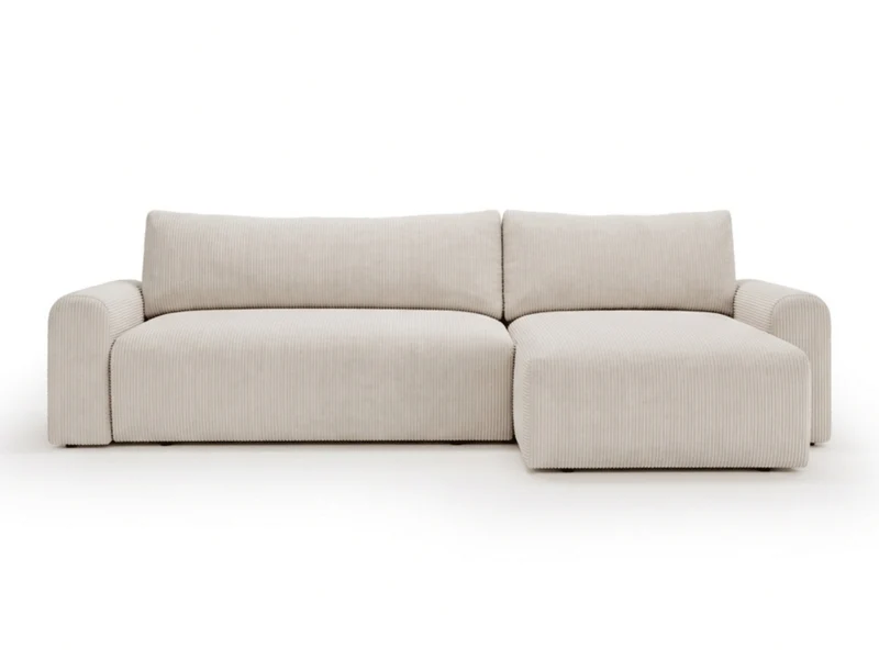 Canapé d’angle convertible Marbeuf avec coffre – Velours côtelé ou bouclette