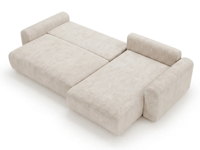 Canapé d’angle convertible Marbeuf avec coffre – Velours côtelé ou bouclette
