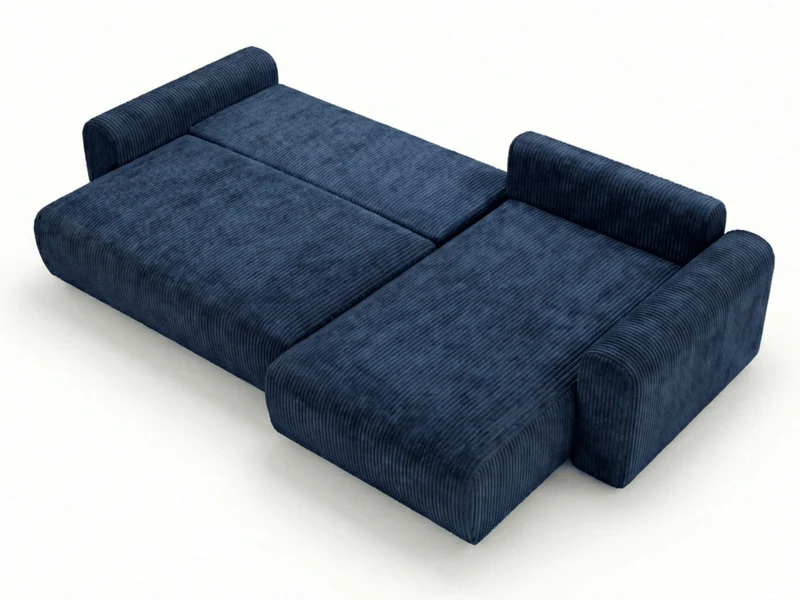 Canapé d’angle convertible Marbeuf avec coffre – Velours côtelé ou bouclette