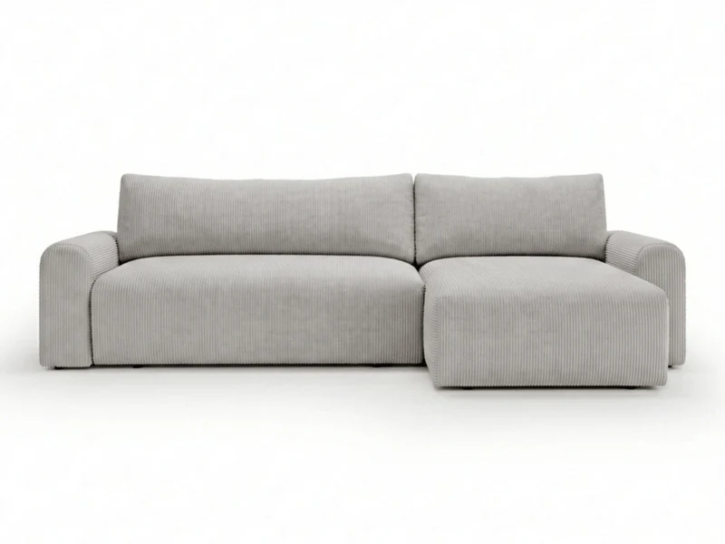 Canapé d’angle convertible Marbeuf avec coffre – Velours côtelé ou bouclette