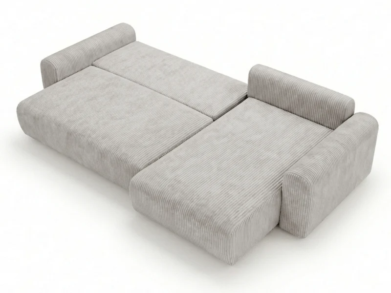 Canapé d’angle convertible Marbeuf avec coffre – Velours côtelé ou bouclette