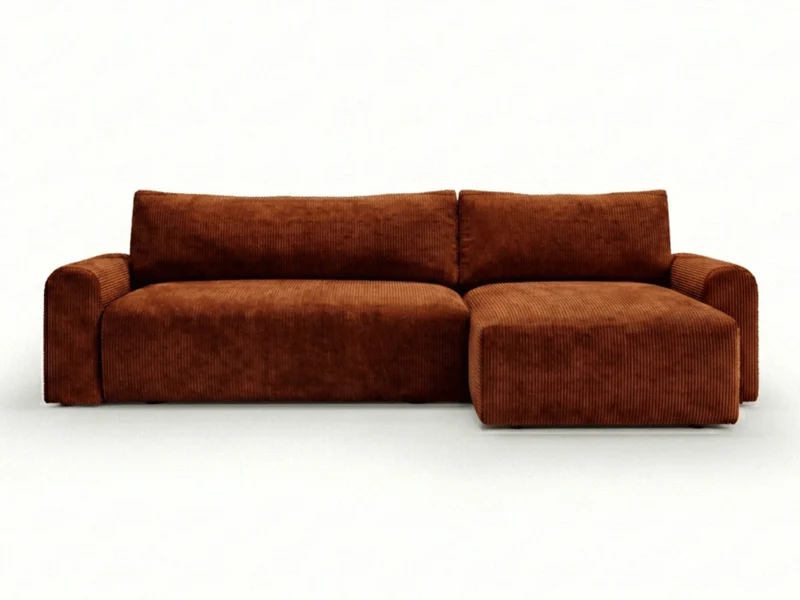 Canapé d’angle convertible Marbeuf avec coffre – Velours côtelé ou bouclette