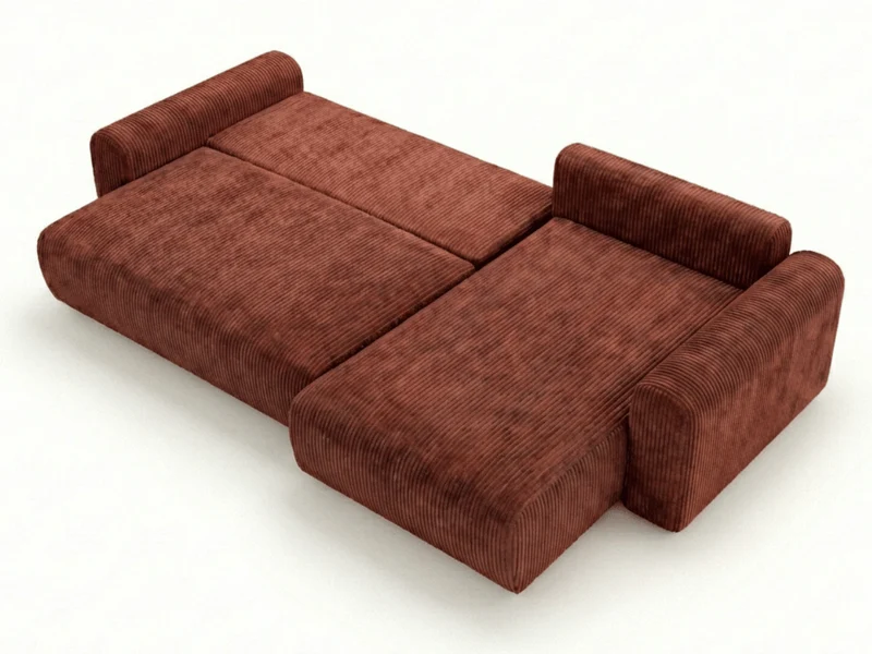 Canapé d’angle convertible Marbeuf avec coffre – Velours côtelé ou bouclette