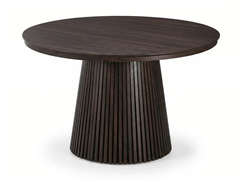 Table ronde extensible NELLA en bois – Ø 120 cm fermée / 200 cm ouverte – 2 rallonges intégrées