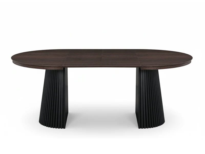 Table ronde extensible NELLA en bois – Ø 120 cm fermée / 200 cm ouverte – 2 rallonges intégrées