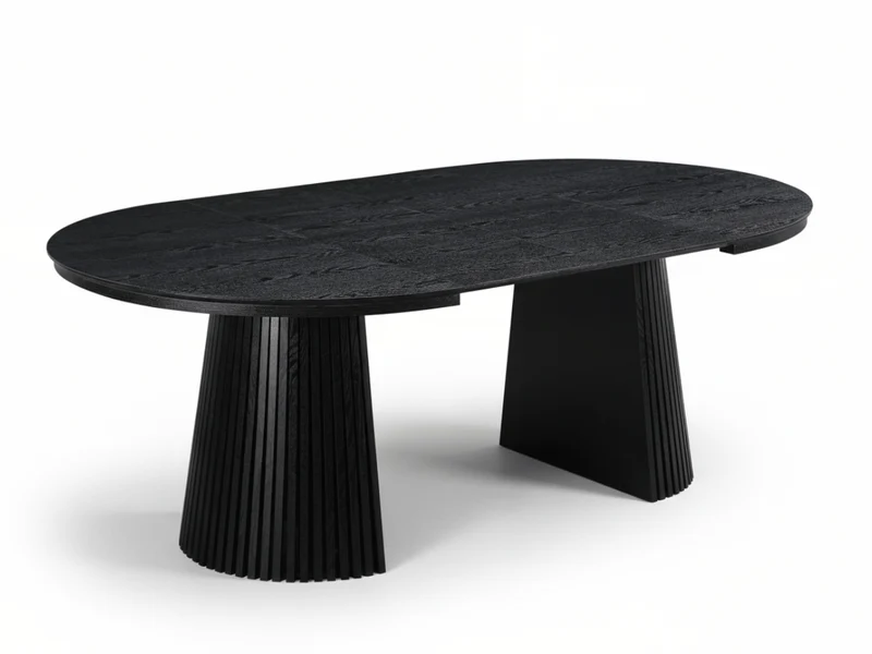 Table ronde extensible NELLA en bois – Ø 120 cm fermée / 200 cm ouverte – 2 rallonges intégrées