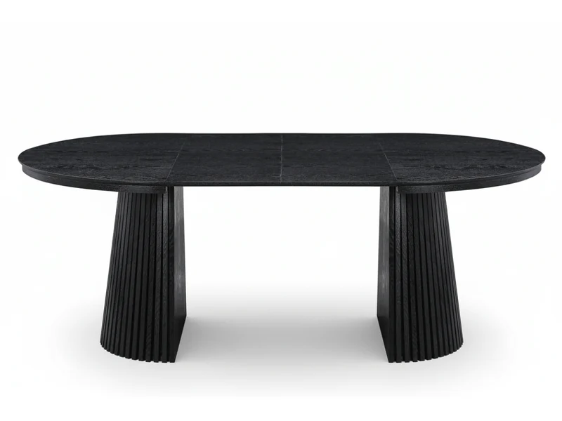 Table ronde extensible NELLA en bois – Ø 120 cm fermée / 200 cm ouverte – 2 rallonges intégrées