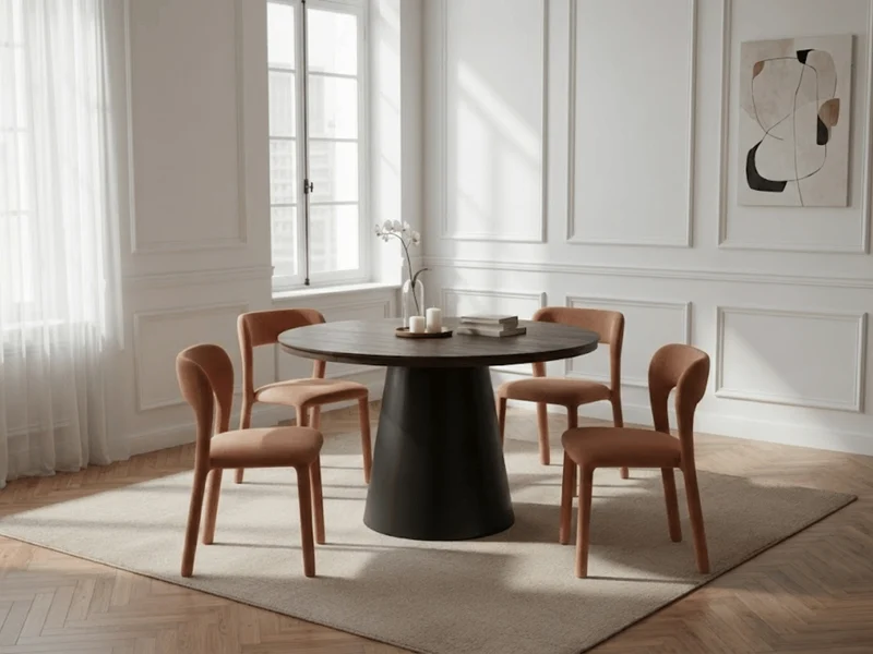 Table ronde extensible TARGA en bois – Ø 115 cm fermée - 85 cm ouverte – 2 rallonges intégrées