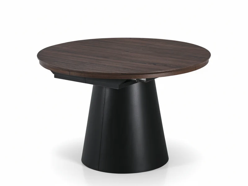 Table ronde extensible TARGA en bois – Ø 115 cm fermée - 85 cm ouverte – 2 rallonges intégrées
