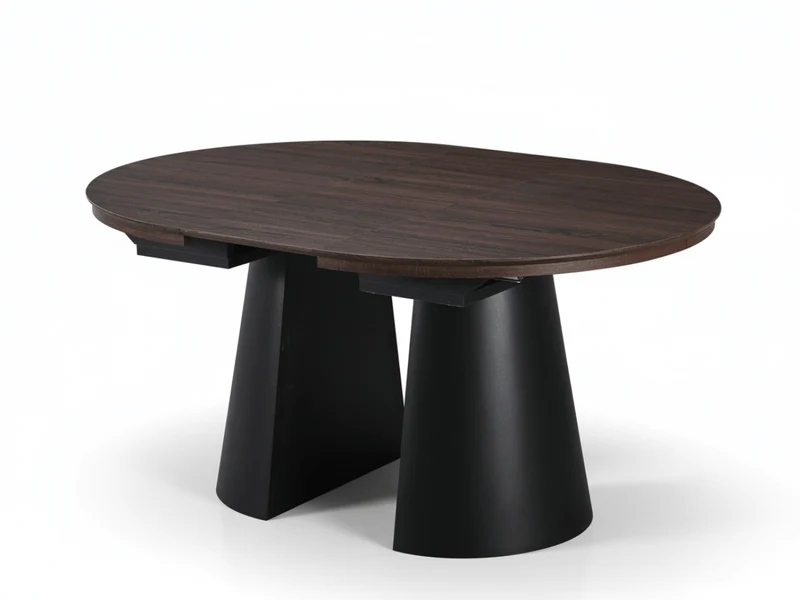 Table ronde extensible TARGA en bois – Ø 115 cm fermée - 85 cm ouverte – 2 rallonges intégrées