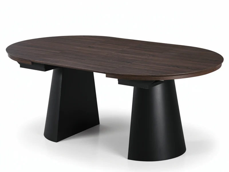 Table ronde extensible TARGA en bois – Ø 115 cm fermée - 85 cm ouverte – 2 rallonges intégrées