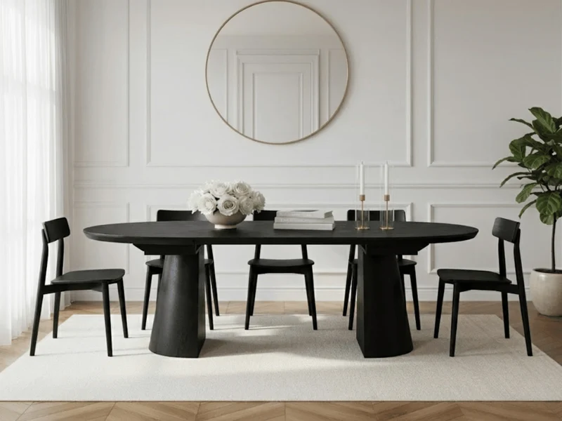 Table ronde extensible TARGA en bois – Ø 115 cm fermée - 85 cm ouverte – 2 rallonges intégrées