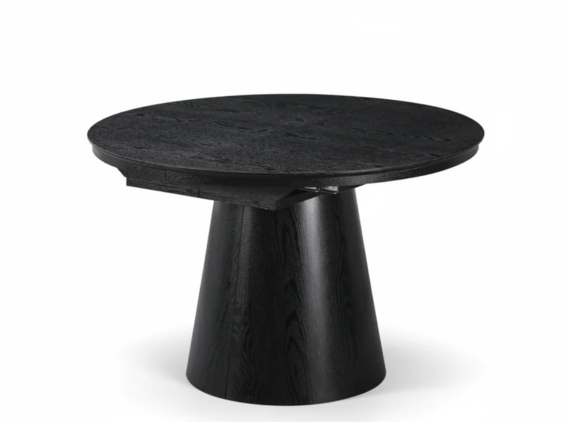 Table ronde extensible TARGA en bois – Ø 115 cm fermée - 85 cm ouverte – 2 rallonges intégrées