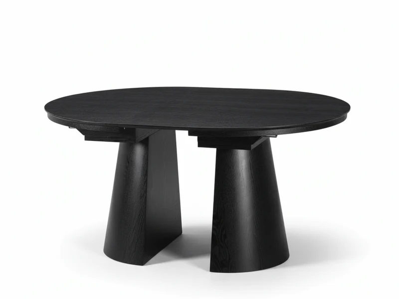 Table ronde extensible TARGA en bois – Ø 115 cm fermée - 85 cm ouverte – 2 rallonges intégrées