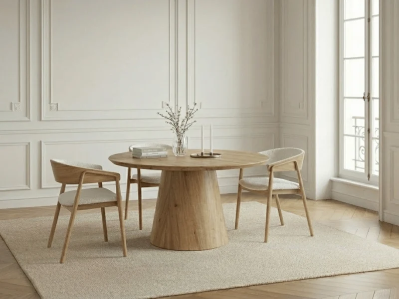 Table ronde extensible TARGA en bois – Ø 115 cm fermée - 85 cm ouverte – 2 rallonges intégrées