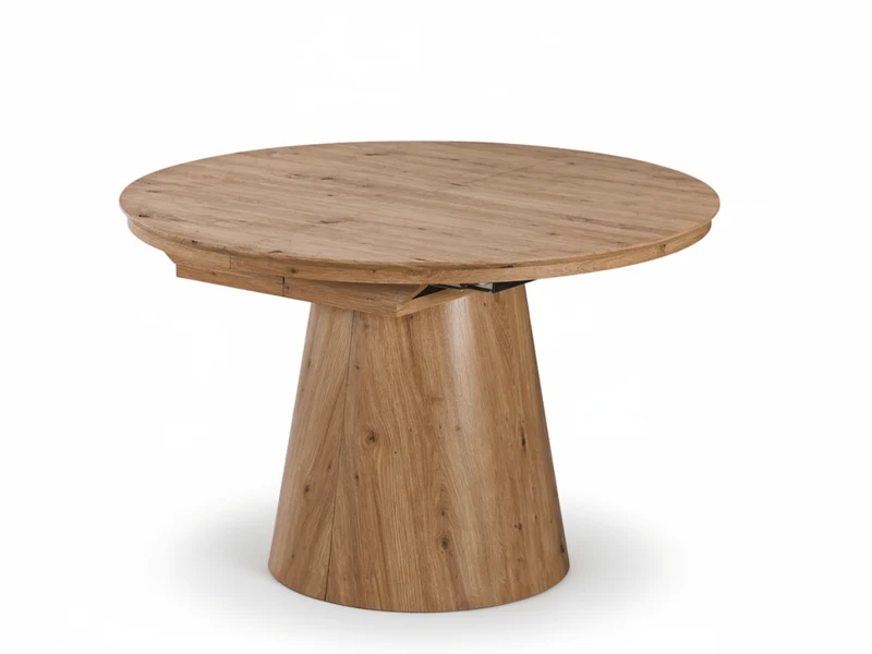 Table ronde extensible TARGA en bois – Ø 115 cm fermée - 85 cm ouverte – 2 rallonges intégrées