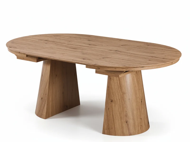 Table ronde extensible TARGA en bois – Ø 115 cm fermée - 85 cm ouverte – 2 rallonges intégrées