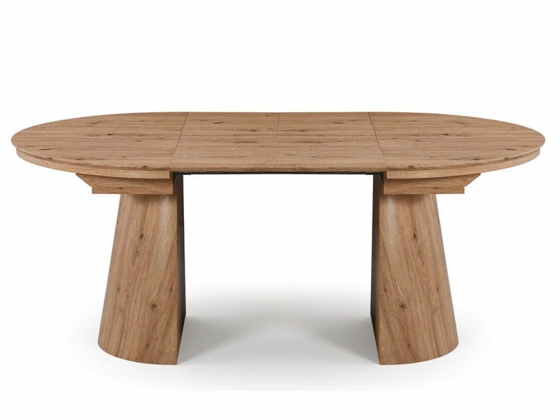 Table ronde extensible TARGA en bois – Ø 115 cm fermée - 85 cm ouverte – 2 rallonges intégrées