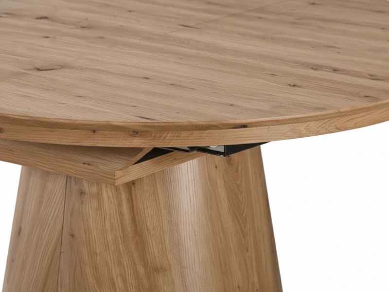 Table ronde extensible TARGA en bois – Ø 115 cm fermée - 85 cm ouverte – 2 rallonges intégrées