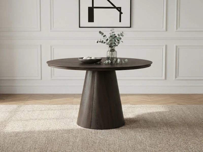 Table ronde extensible TARGA en bois – Ø 115 cm fermée - 85 cm ouverte – 2 rallonges intégrées