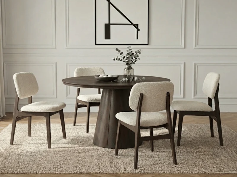 Table ronde extensible TARGA en bois – Ø 115 cm fermée - 85 cm ouverte – 2 rallonges intégrées