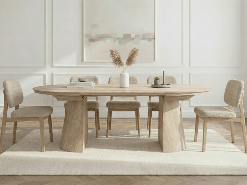 Table ronde extensible TARGA en bois – Ø 115 cm fermée - 85 cm ouverte – 2 rallonges intégrées