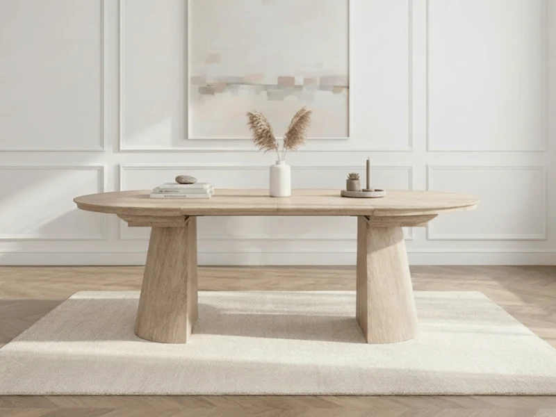 Table ronde extensible TARGA en bois – Ø 115 cm fermée - 85 cm ouverte – 2 rallonges intégrées
