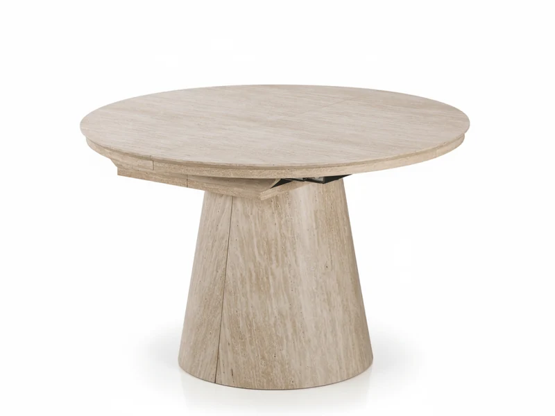 Table ronde extensible TARGA en bois – Ø 115 cm fermée - 85 cm ouverte – 2 rallonges intégrées