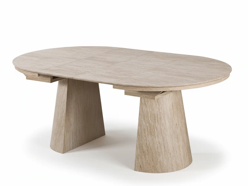 Table ronde extensible TARGA en bois – Ø 115 cm fermée - 85 cm ouverte – 2 rallonges intégrées
