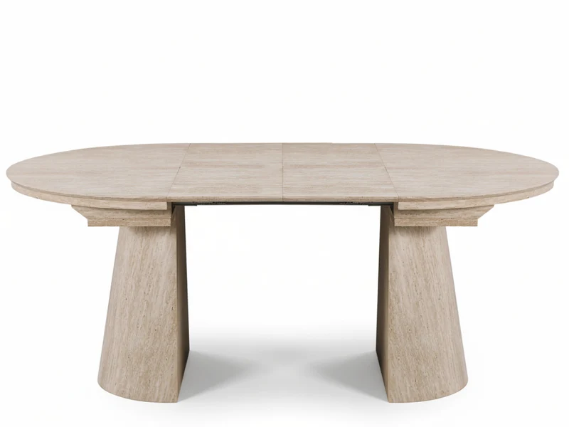 Table ronde extensible TARGA en bois – Ø 115 cm fermée - 85 cm ouverte – 2 rallonges intégrées