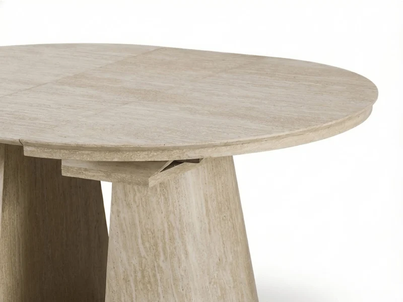 Table ronde extensible TARGA en bois – Ø 115 cm fermée - 85 cm ouverte – 2 rallonges intégrées