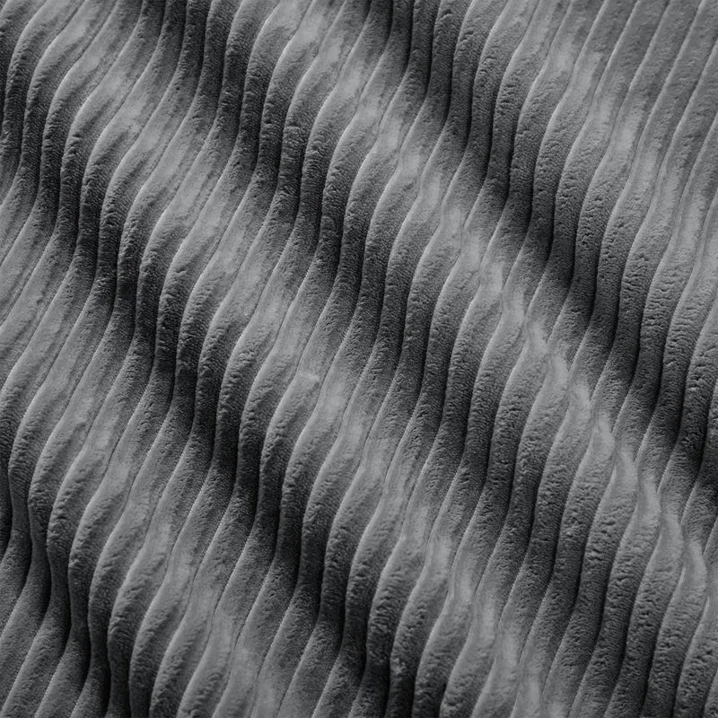 Canapé 3 places modulable en velours côtelé gris et accoudoirs courbés, sans montage FLARECASCD