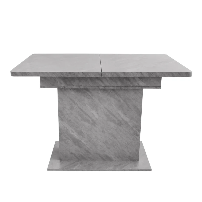 Table à manger rectangulaire extensible avec rangement multifonctionnelle effet béton grise UZOLS