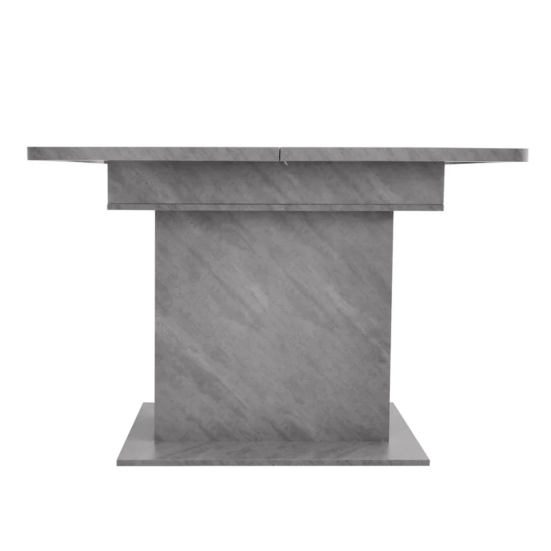 Table à manger rectangulaire extensible avec rangement multifonctionnelle effet béton grise UZOLS
