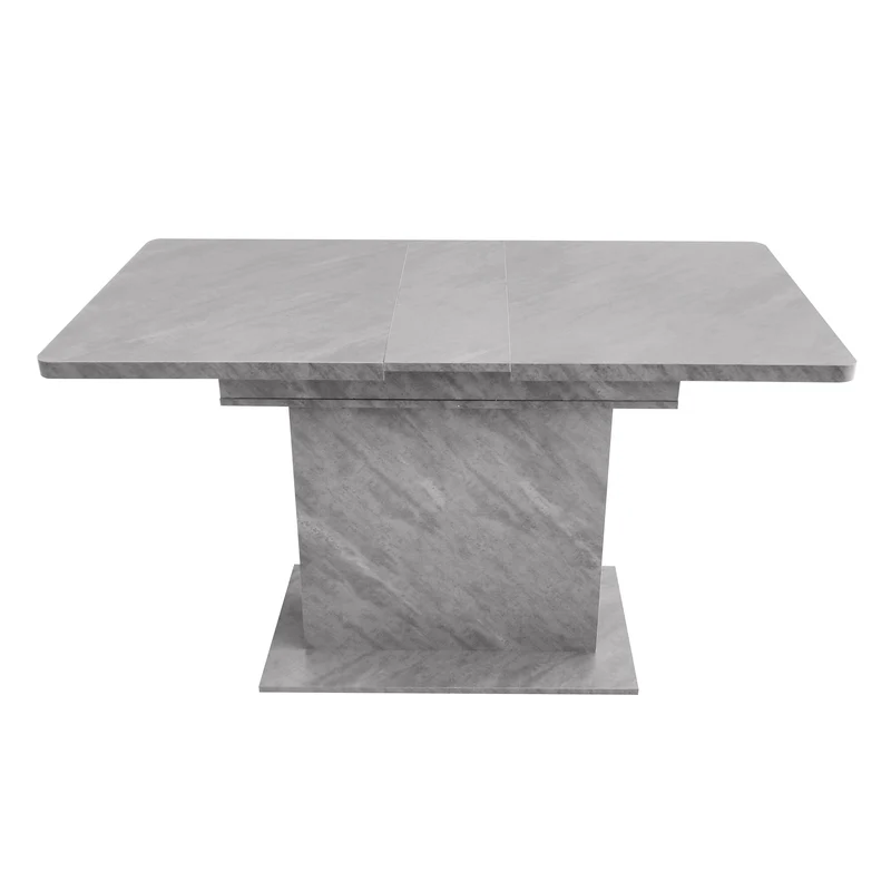 Table à manger rectangulaire extensible avec rangement multifonctionnelle effet béton grise UZOLS