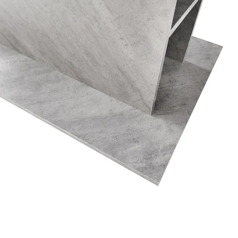 Table à manger rectangulaire extensible avec rangement multifonctionnelle effet béton grise UZOLS