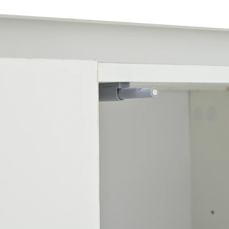 Buffet blanc laqué brillant avec éclairage LED 2 portes 3 tiroirs EUGLENOID